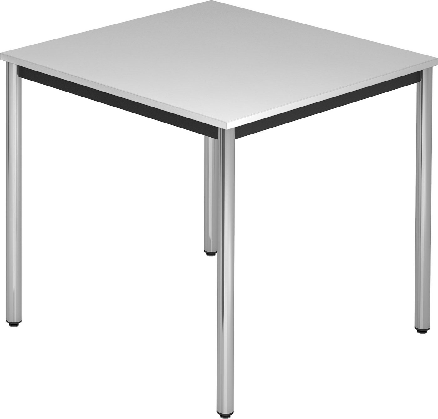 bümö Konferenztisch Besprechungstisch Serie-D - Arbeitshöhe: 72 cm, Quadrat: 80x80 cm - Dekor: Grau - Gestell: Rundrohr verchromt von bümö