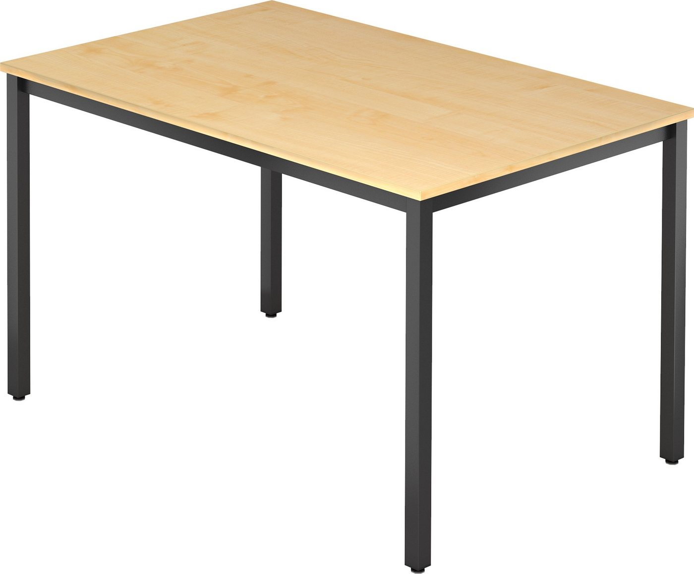 bümö Konferenztisch Besprechungstisch Serie-D - Arbeitshöhe: 72 cm, Rechteck: 120x80 cm - Dekor: Ahorn - Gestell: Vierkantrohr schwarz von bümö