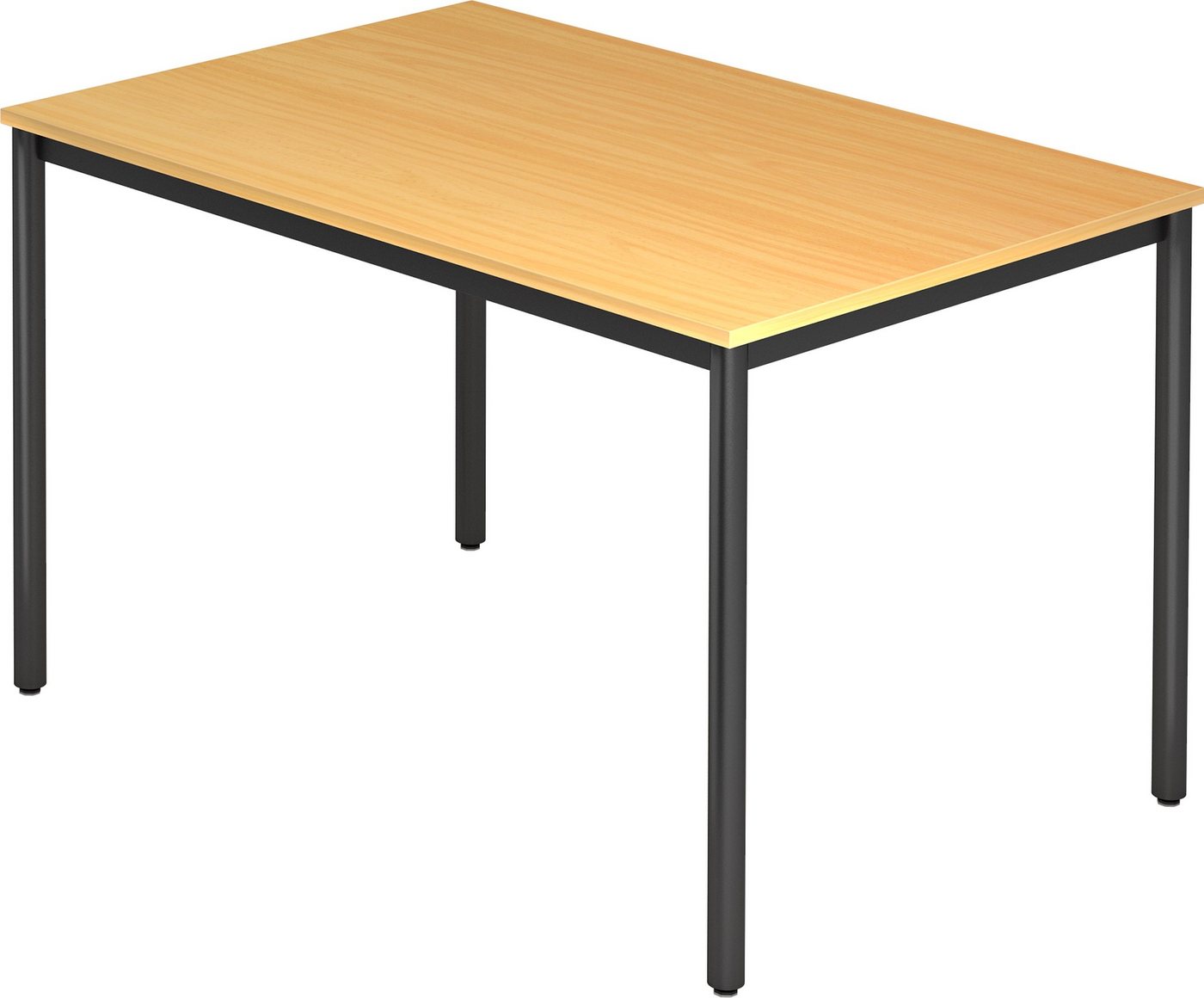 bümö Konferenztisch Besprechungstisch Serie-D - Arbeitshöhe: 72 cm, Rechteck: 120x80 cm - Dekor: Buche - Gestell: Rundrohr schwarz von bümö