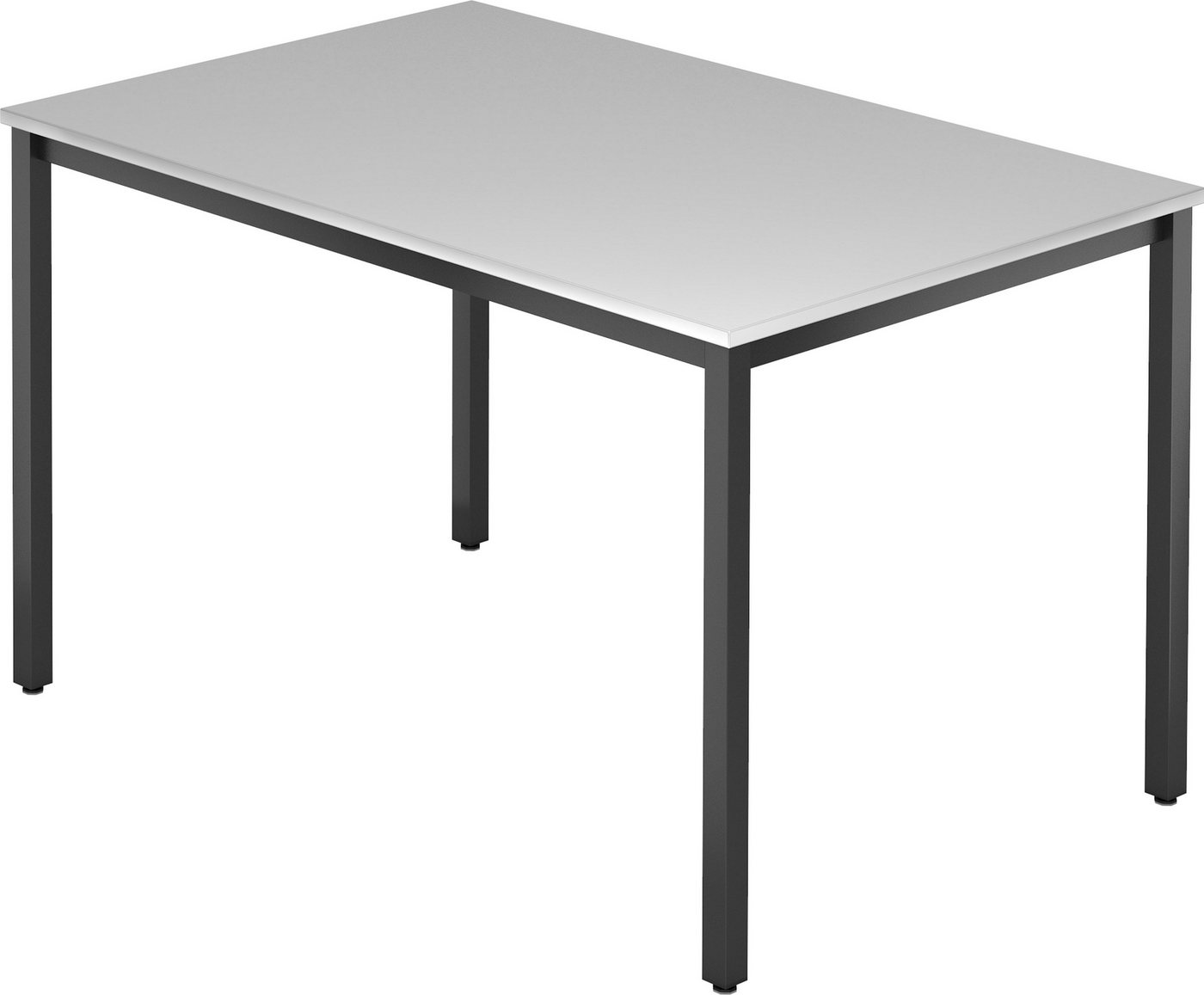 bümö Konferenztisch Besprechungstisch Serie-D - Arbeitshöhe: 72 cm, Rechteck: 120x80 cm - Dekor: Grau - Gestell: Vierkantrohr schwarz von bümö