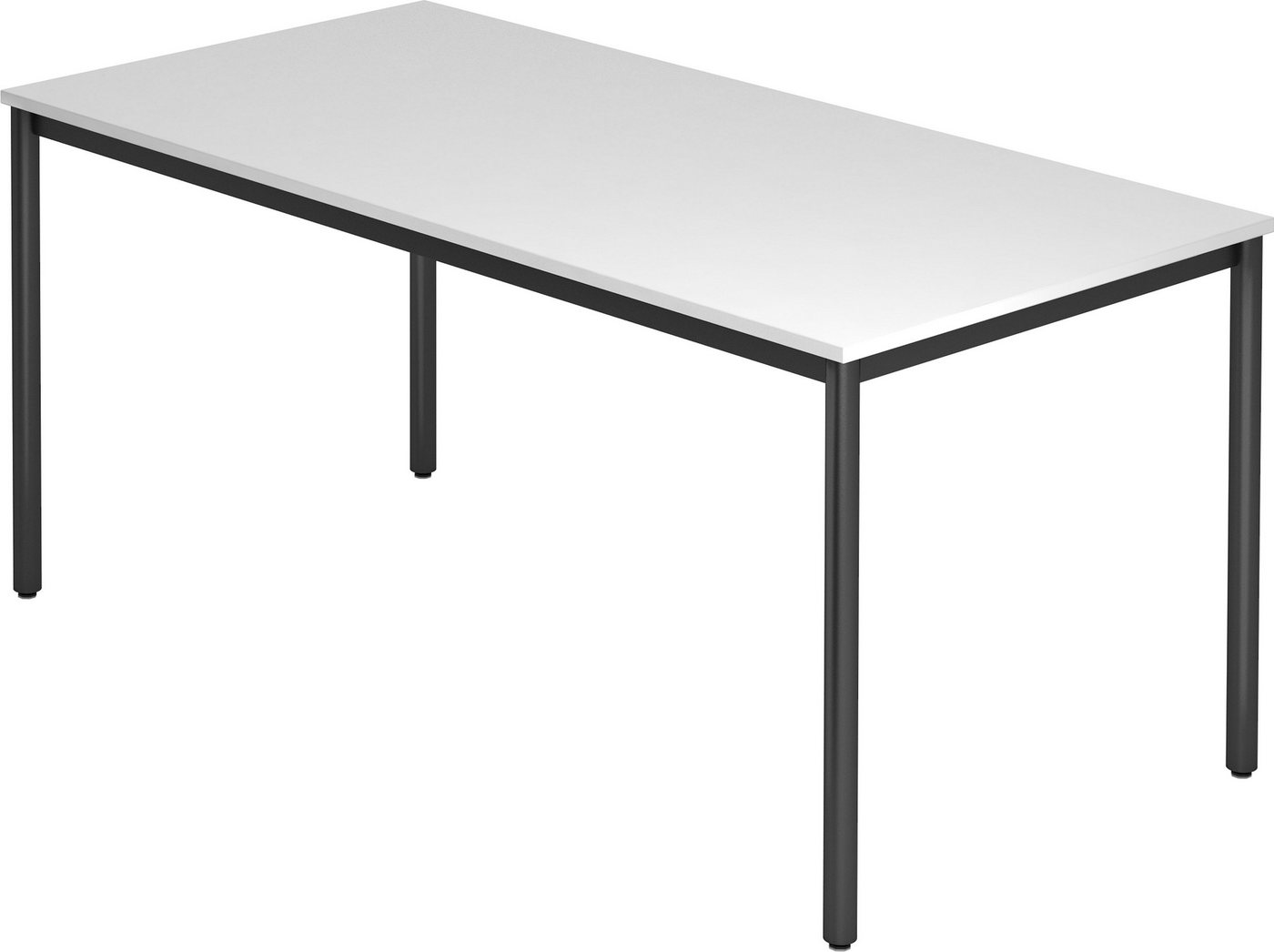 bümö Konferenztisch Besprechungstisch Serie-D - Arbeitshöhe: 72 cm, Rechteck: 160x80 cm - Dekor: Weiß - Gestell: Rundrohr schwarz von bümö