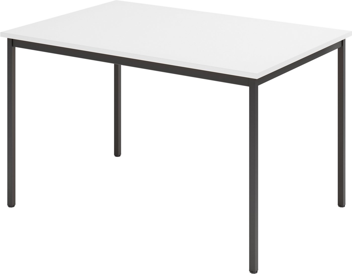 bümö Konferenztisch Kantinentisch Serie-V, Rechteck: 120x80 cm - Optik: Weiß/Schwarz von bümö