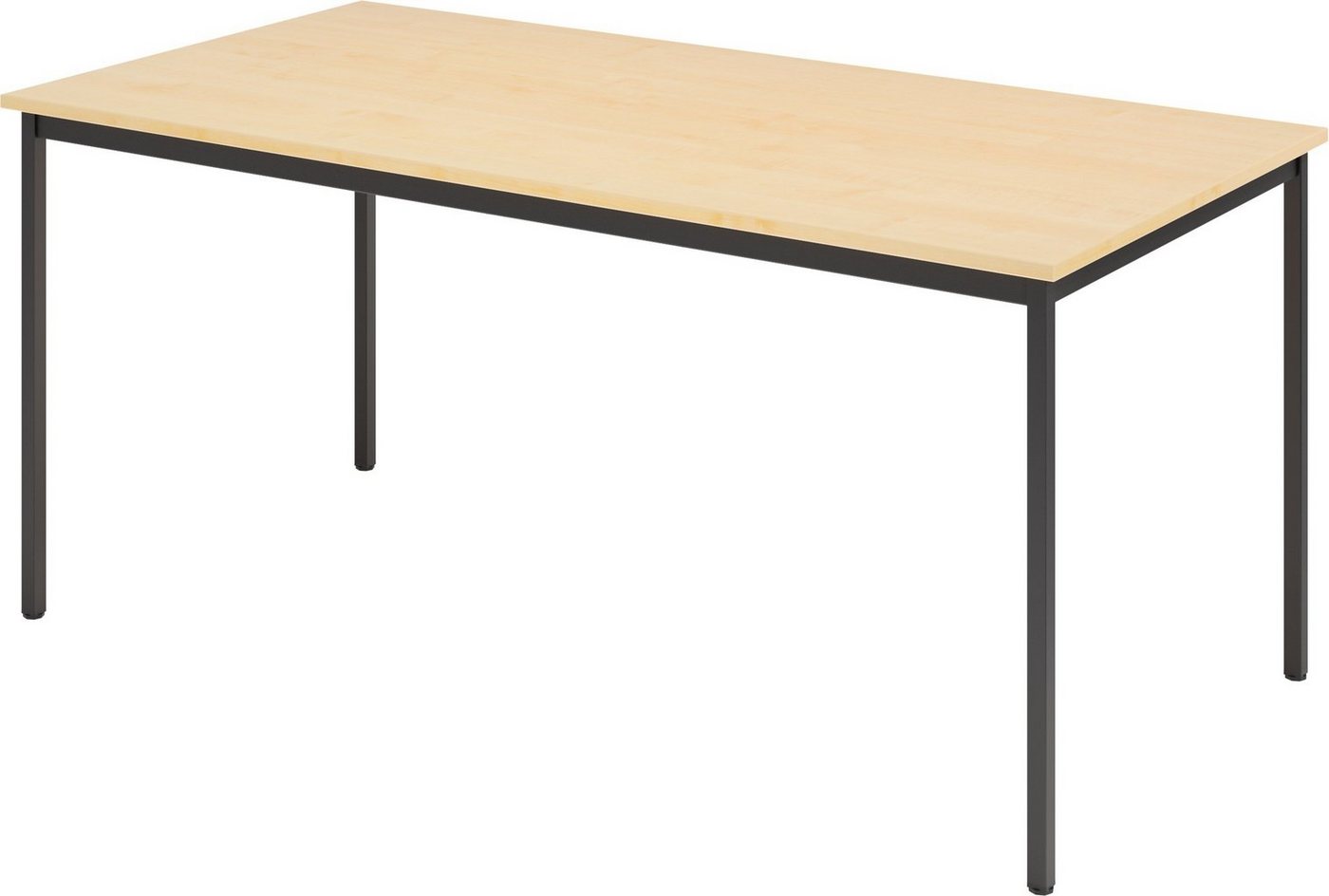 bümö Konferenztisch Kantinentisch Serie-V, Rechteck: 160x80 cm - Optik: Ahorn/Schwarz von bümö