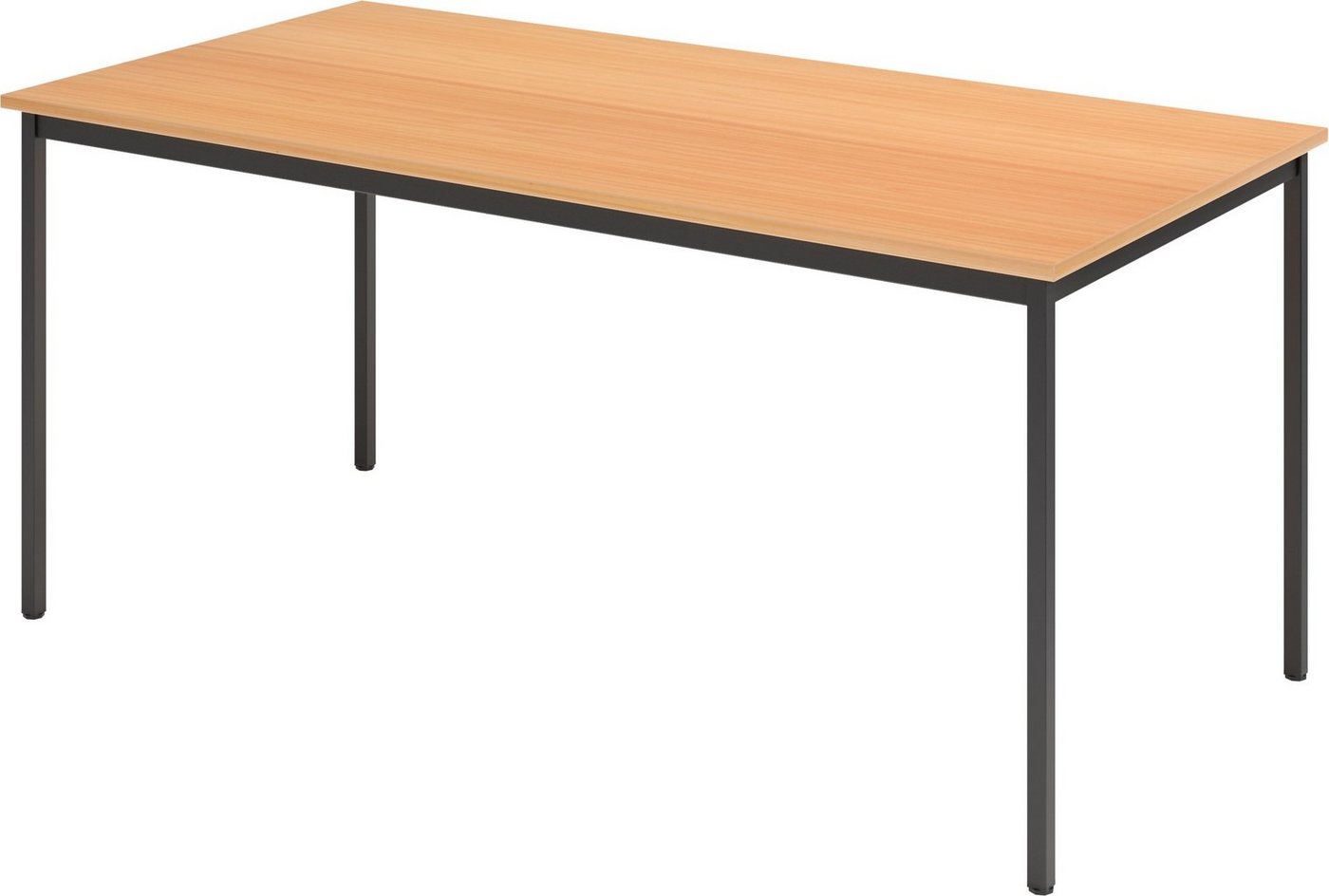 bümö Konferenztisch Kantinentisch Serie-V, Rechteck: 160x80 cm - Optik: Buche/Schwarz von bümö