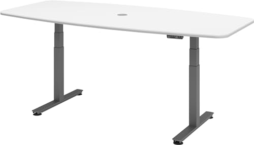 bümö Konferenztisch elektrisch höhenverstellbar 220x103 in weiß, Gestell: Graphit - elektrischer Besprechungstisch oval mit Memoryfunktion höhenverstellbarer Meetingtisch bümö Konferenztisch elektrisch höhenverstellbar 220x103 in weiß, Gestell: Graphit - elektrischer Besprechungstisch oval mit Memoryfunktion höhenverstellbarer Meetingtisch von bümö