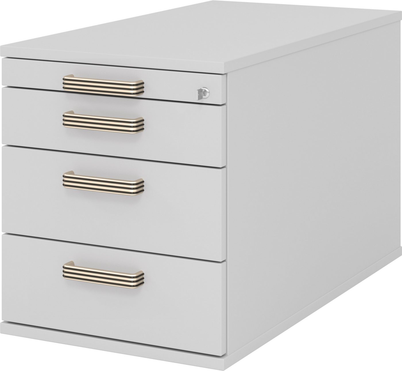bümö Rollcontainer office Bürocontainer - mit 3 Schubladen, Dekor: Grau mit Streifengriff (Kunststoff) von bümö