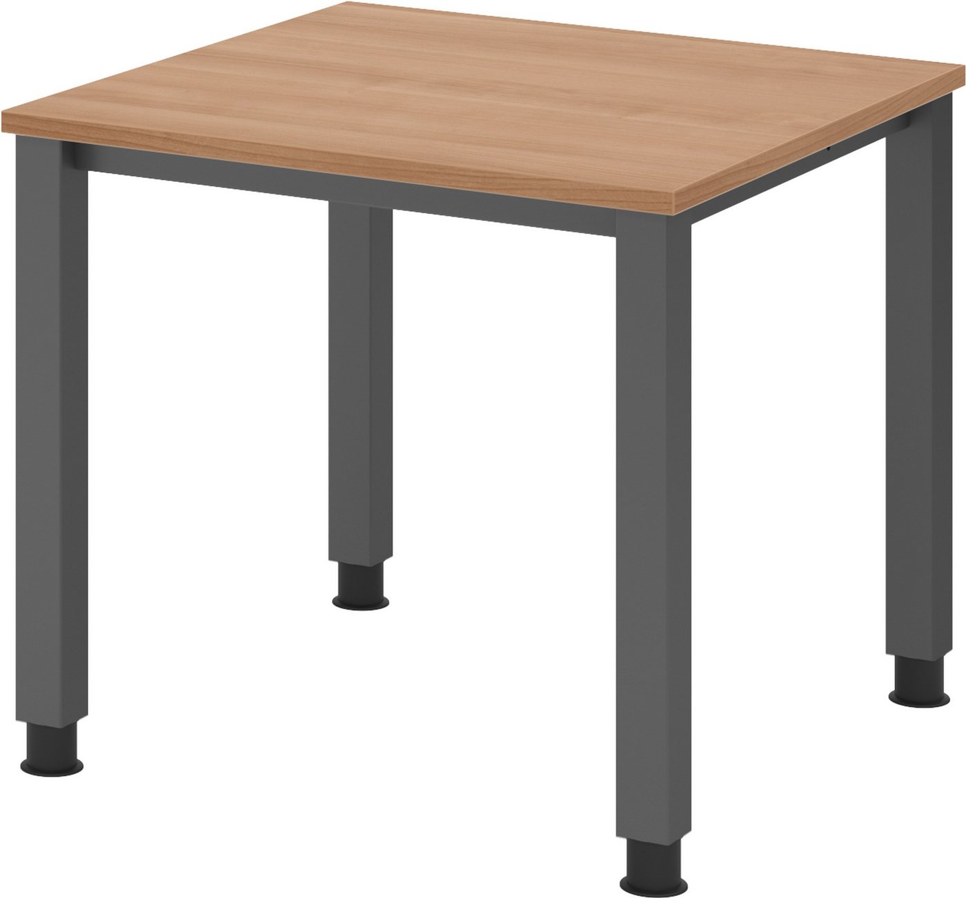 bümö Schreibtisch Q-Serie, Gestell: graphit, Quadrat: 80 x 80 cm - Dekor: Nussbaum von bümö