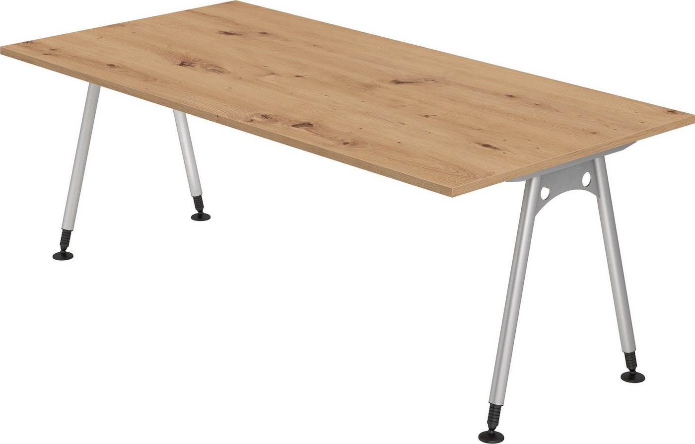 bümö Schreibtisch Serie-A - Arbeitshöhe: höhenverstellbar, Rechteck: 200 x 100 cm - Dekor: Asteiche von bümö