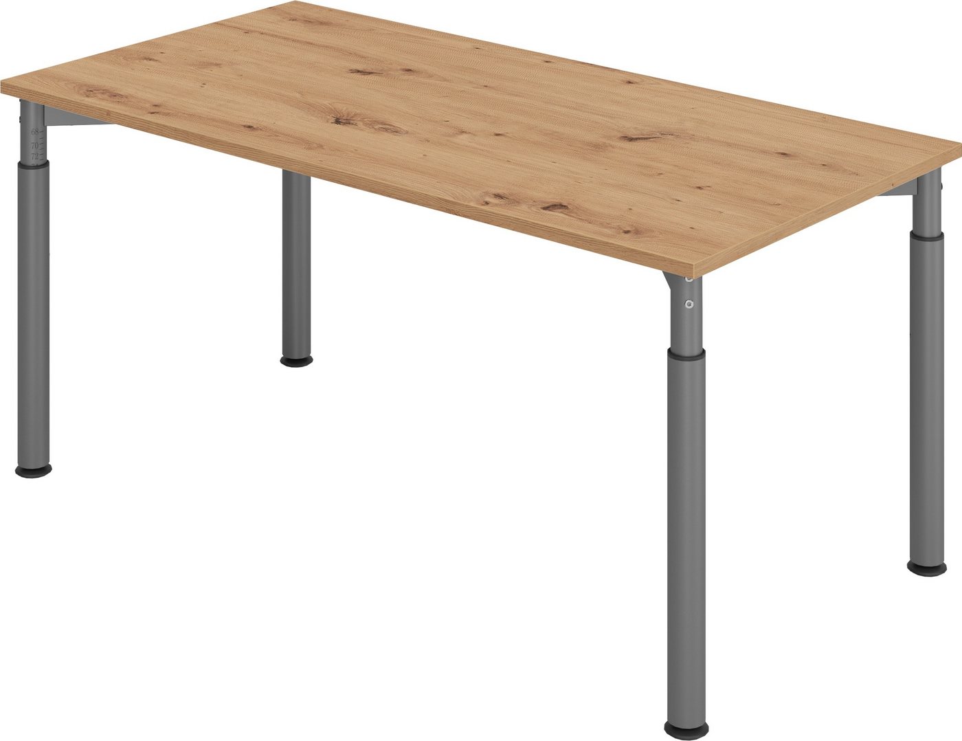 bümö Schreibtisch Serie-Y - Arbeitshöhe: höhenverstellbar, Rechteck: 160 x 80 cm - Dekor: Asteiche - Gestell: Graphit von bümö