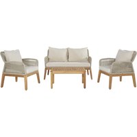 byLIVING Gartenlounge-Set "FLORDIA", (Set, 11 tlg., Loungeset, Gartenmöbel-Set, FSC-zertifiziertes Massivholz), mit Holzuntergestell, hochwertigem Bandgeflecht und gemütlichen Kissen von byLIVING