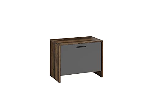 byLIVING Sitzbank Ben/Schuhschrank in Old Wood Dunkelbraun/Front anthrazit/kleine Flur-Kommode mit Klappe und Einlegeboden/B 60, H 48, T 35 cm, 94376 von byLIVING