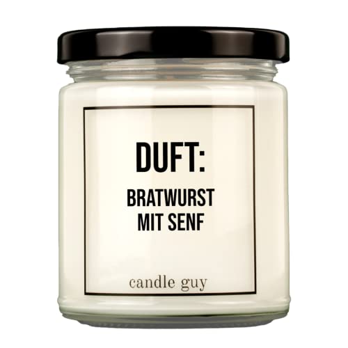 candle guy Duftkerze | Duft: Bratwurst mit Senf | Handgemacht aus 100% Sojawachs | 70 Stunden Brenndauer von candle guy