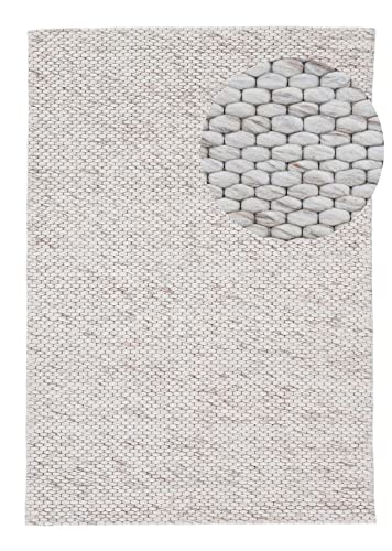 carpetfine Wollteppich Sina weicher handweb Teppich Natur Beige meliert 80x150 cm | Zeitloser Wollteppich für Wohnzimmer, Schlafzimmer & Kinderzimmer von carpetfine