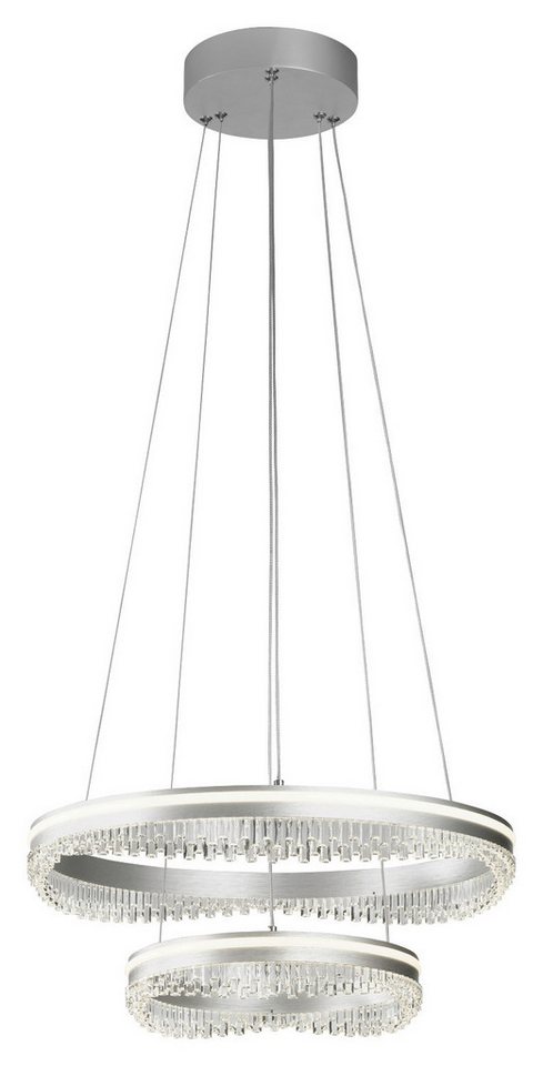 casa NOVA LED Pendelleuchte AUDREY, 2-flammig, Aluminium, Behang aus Acryl, Dimmfunktion, Memoryfunktion, LED fest integriert, Neutralweiß, Hängeleuchte, Hängelampe, Ø 50 x H 150 cm von casa NOVA