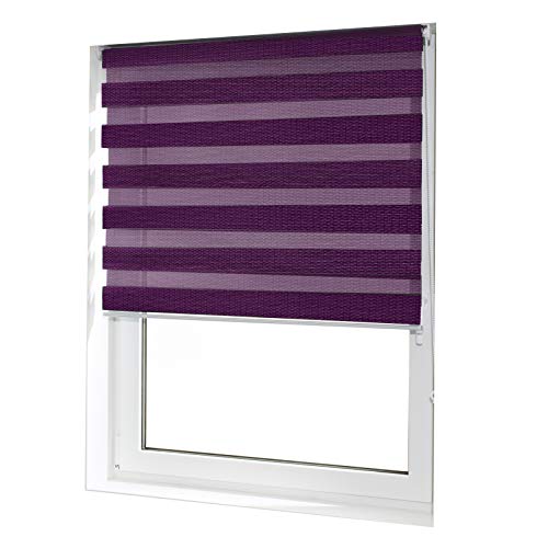 casa pura® Doppelrollo Day & Night mit Doppelfunktion - tageslichtdurchlässig und verdunkelnd - in 8 Größen | Violett | 45x150cm von casa pura