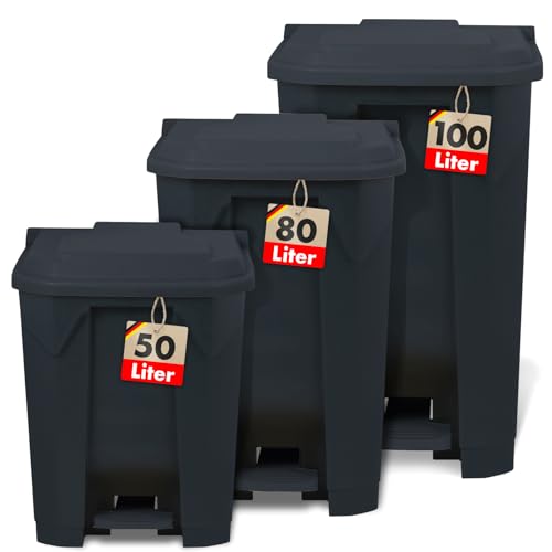 casa pura Mülltonne, Mülleimer 80 Liter, grauer Deckel, Abfalleimer für Küche und Büro, Mülltrennsystem, Tretmülleimer mit Step-On-Mechanismus, Papierkorb Olaf casa pura Mülltonne, Mülleimer 80 Liter, grauer Deckel, Abfalleimer für Küche und Büro, Mülltrennsystem, Tretmülleimer mit Step-On-Mechanismus, Papierkorb Olaf von casa pura