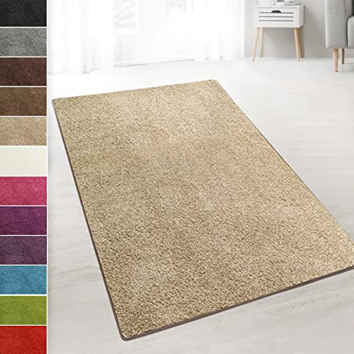 casa pura Teppich Wohnzimmer Beige Flauschiger Teppich 66x350cm Läufer, weicher Wohnteppich Deko für Schlafzimmer, Kinderzimmer, Flur mit antirutsch Unterseite, Shaggy Hochfloor Barcelona von casa pura