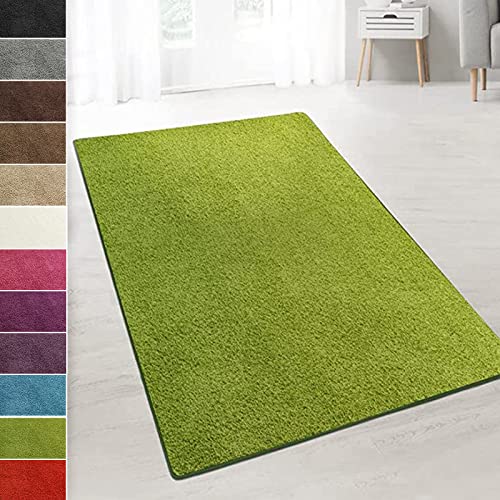 casa pura Teppich Wohnzimmer Grün Flauschiger Teppich 100x200cm Läufer, weicher Wohnteppich Deko für Schlafzimmer, Kinderzimmer, Flur mit antirutsch Unterseite, Shaggy Hochfloor Barcelona von casa pura