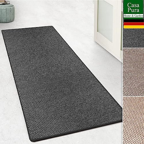 casa pura Teppich Läufer für Küche, Flur & Wohnraum - Teppichläufer auf Maß in Sisal Optik - Meterware - Flurteppich - Küchenläufer - Wohnzimmer Teppich (Kalkuta, Anthrazit, 100x100cm (BxL)) von casa pura