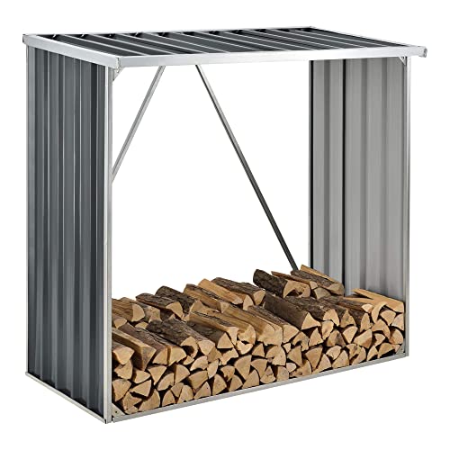 casa.pro Brennholzunterstand Kalmar aus Stahl Brennholzlager Kaminholzregal Unterstand mit Wetterschutz Kaminholzständer Stapelhilfe156x80x152cm Anthrazit von casa.pro