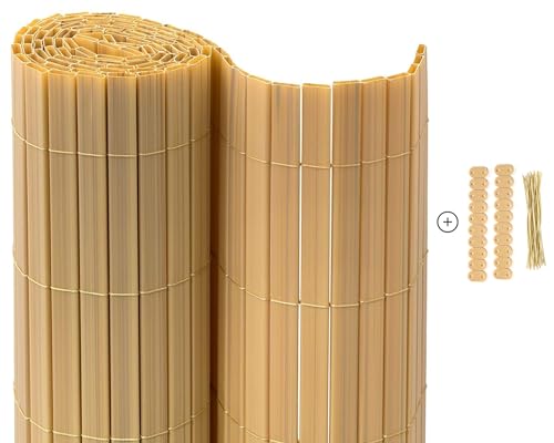 casmartis Premium PVC Sichtschutzmatte - Bambus - 80 x 500 cm - Zaunsichtschutz, Sichtschutzzaun, Balkonverkleidung, Zaunblende Garten Balkon Terrasse von casmartis