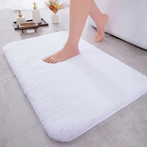 chakme Badteppich rutschfeste 51×81 cm，Maschinenwaschbare Badezimmerteppich Wasserabsorbierend Badematte，weicher Mikrofasern Badvorleger für Dusche,Badewanne und Toilette，Weiß von chakme