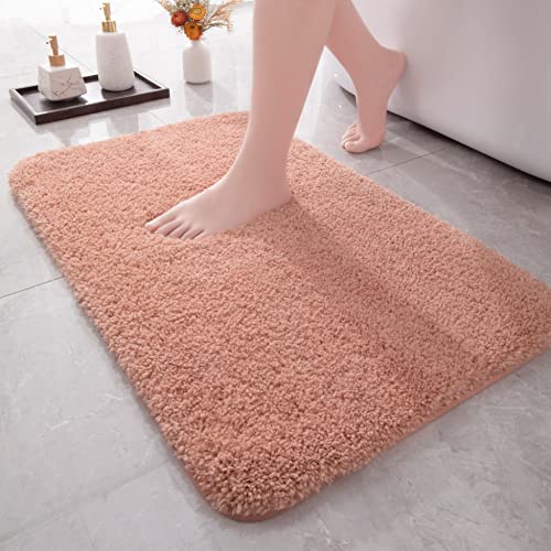 chakme Badteppich rutschfeste 61×91 cm，Maschinenwaschbare Badezimmerteppich Wasserabsorbierend Badematte，weicher Mikrofasern Badvorleger für Dusche,Badewanne und Toilette，Rosa von chakme