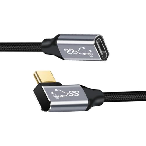 chenyang USB C Kabel USB 3.1 Typ C Stecker auf Buchse 90 Grad rechtwinkliges Verlängerungsdatenkabel 10 Gbit/s 100W mit Hülle für Laptop Telefon 0.5M von chenyang