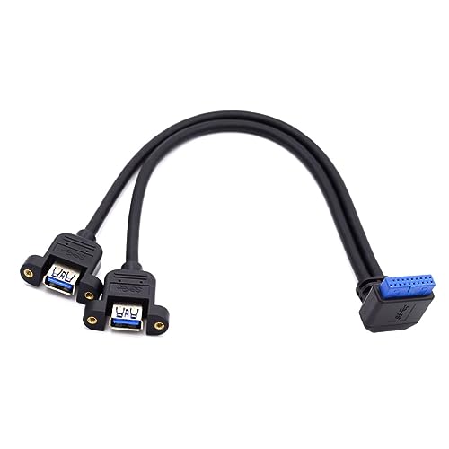 chenyang 2 Ports USB 3.0 Buchse auf Motherboard 20Pin Stecker Kabel für Front Panel Schraube Mount Typ 30cm 90 Degree UP Angled von chenyang