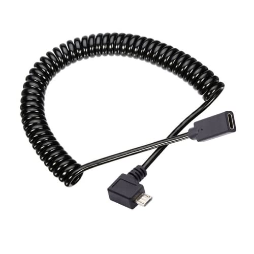 chenyang Micro USB Coiled Stretch Kabel Micro USB Stecker auf USB C Buchse Energie Daten Verlängerungskabel für Tastatur Maus von chenyang