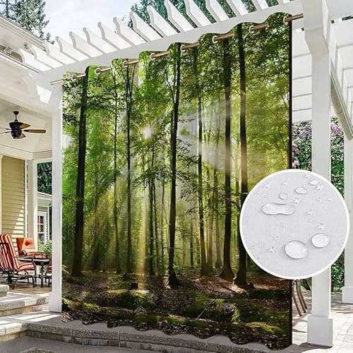 chenyu Wetterfest Wasserdicht UV-Schutz Outdoor Vorhänge Sichtschutz Sonnenschutz Verdunkelungsvorhang für Pavillon Balkon Garten Terrasse (W1,5 m x H1,66 m, 23) von chenyu