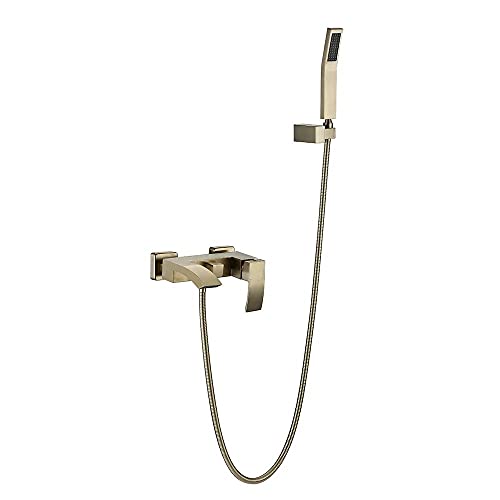 chicstyleme Aufputz Duscharmatur Badewannenarmatur mit Handbrause Gold Wandmontage Wasserhahn Mischbatterien Duschset mit einem Griff Badezimmer Duschehahn Alle Messing Wand Wasserfall Armaturn von chicstyleme