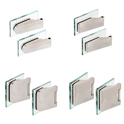 Glastürband Paar Edelstahl matt Glastürbeschlag Officebohrung Glastürbänder Glastürscharnier (3-TLG. Bänder rund - Edelstahl) von ck-tuerbeschlaege