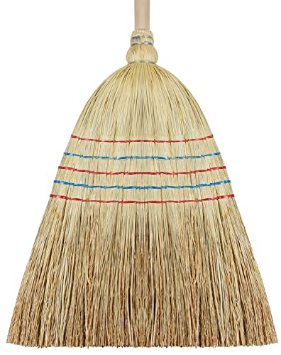 cleanling 128010 Reisstrohbesen, Gross, Länge 146cm, Breite 30cm, Strohbesen Natur, extra voll (Reisstroh - 5 Naht, 146x30x7,5cm; 5 Stück) von cleanling