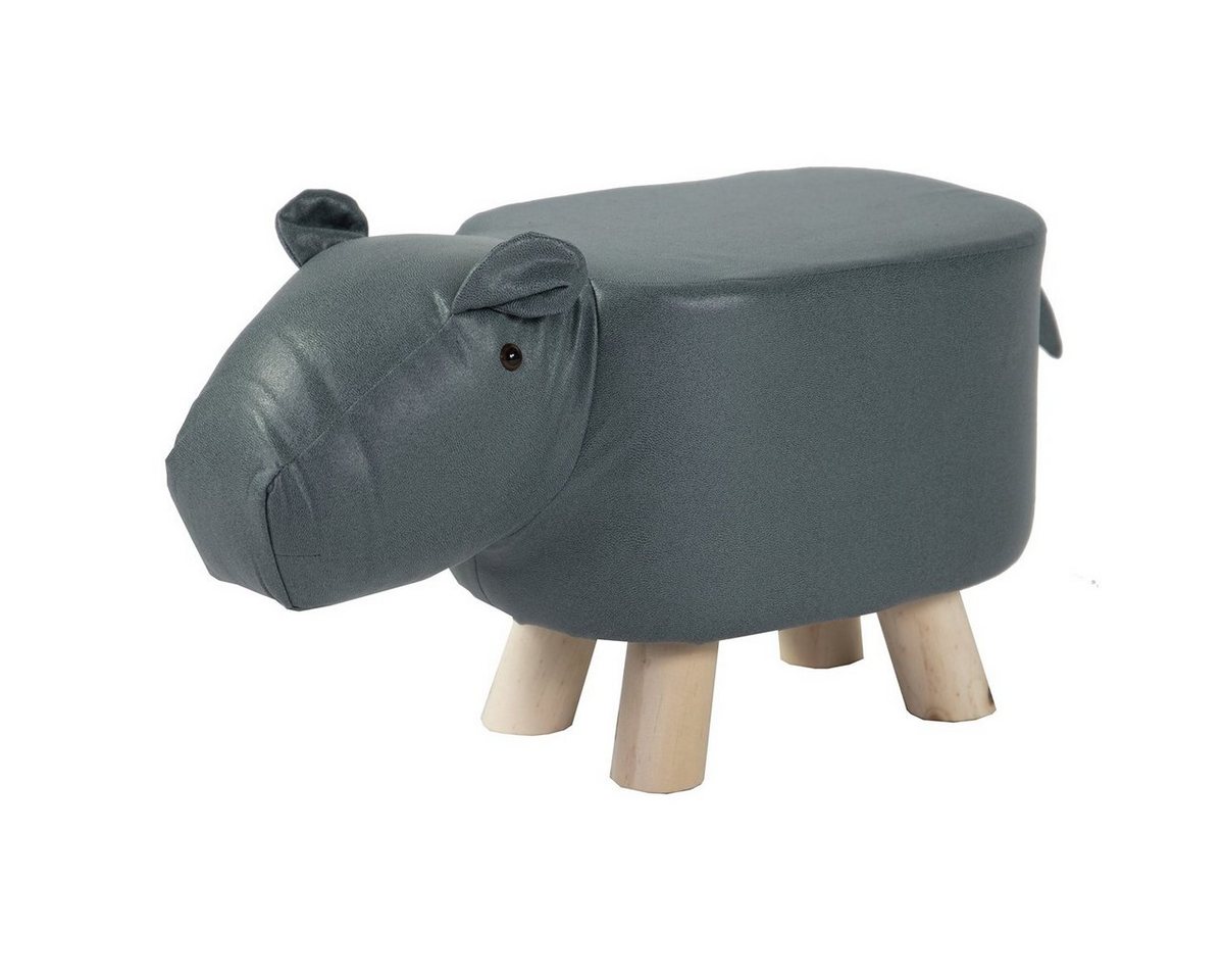 colourliving Kinderhocker Tierhocker Hippo blaugrau Kinderhocker Tier Hocker Holz (1 St), exklusives Design von colourliving