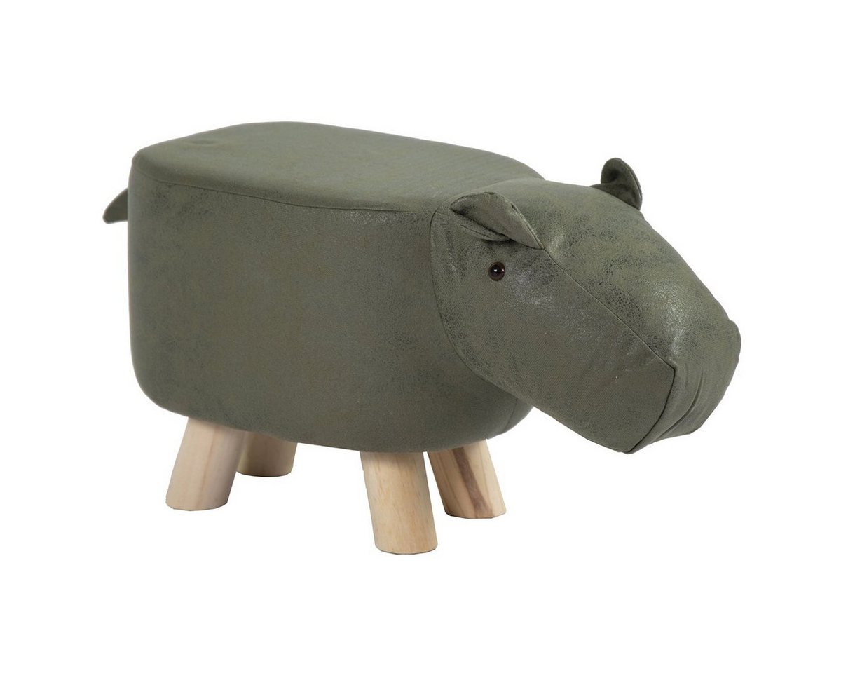 colourliving Kinderhocker Tierhocker Hippo dunkelgrün Kinderhocker Tier Hocker Holz (1 St), exklusives Design von colourliving