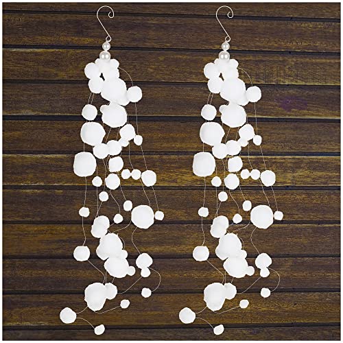 com-four® 2X Hängegirlande mit Schneebällen - Weihnachtsbaumschmuck - Schneekugelstrauch mit dekorativem Aufhänger für Fenster, Türen und Lampenschirme - Winter-Deko-Accessoire von com-four