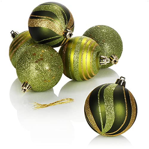 com-four® 6X Weihnachtskugel - Christbaumkugeln aus bruchsicherem Kunststoff für Weihnachten - Baumschmuck für den Christbaum - Christbaumschmuck Ø 8 cm (grün) von com-four