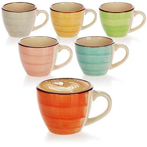 com-four® 6x Espressotasse - bunte Mokkatassen aus Keramik - handgefertigte kleine Kaffeetassen für Espresso, Cappuccino, Mokka und Ristretto (06 Stück - grün/orange/rosa/blau/gelb/grau) von com-four