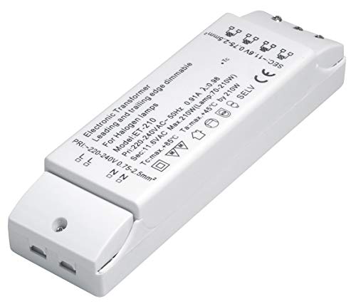 conecto X-HT030 Halogentransformator 12V/70-210 Watt, 220-240V, 50Hz, dimmbar mit Phasenabschnittdimmer von conecto