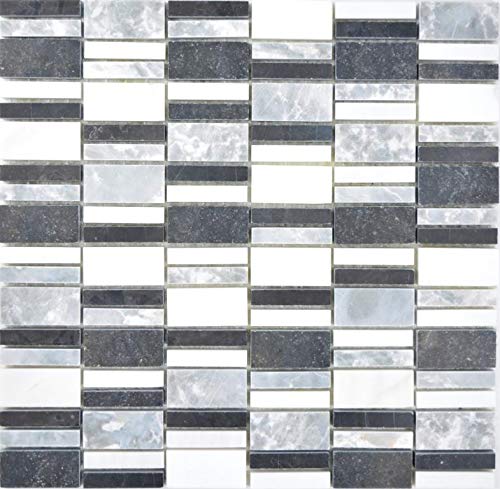 Marmor Mosaik Stein schwarz grau weiß Wand Boden Küche Dusche Bad Fliesenspiegel Mosaikfliese Mosaikmatte Mosaikplatte von conwire