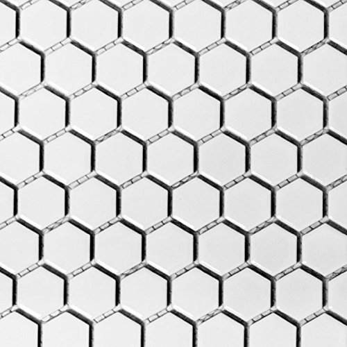 Mosaik Fliese Keramik Hexagon weiß matt für BODEN WAND BAD WC DUSCHE KÜCHE FLIESENSPIEGEL THEKENVERKLEIDUNG BADEWANNENVERKLEIDUNG WB11A-0111 von conwire