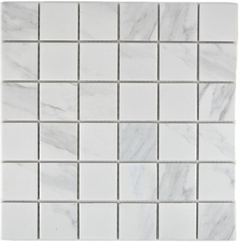 Mosaik Fliese Keramik weiß Carrara für WAND BAD WC DUSCHE KÜCHE FLIESENSPIEGEL THEKENVERKLEIDUNG BADEWANNENVERKLEIDUNG Mosaikmatte Mosaikplatte von conwire