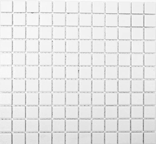 Mosaik Fliese Keramik weiß für BODEN WAND BAD WC DUSCHE KÜCHE FLIESENSPIEGEL THEKENVERKLEIDUNG BADEWANNENVERKLEIDUNG Mosaikmatte Mosaikplatte von conwire