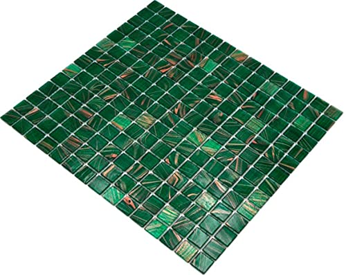 Mosaik grün Glasmosaik Mosaikfliese Fliesen Glas glänzend Quadrat Wand Boden Küche Bad Dusche von conwire