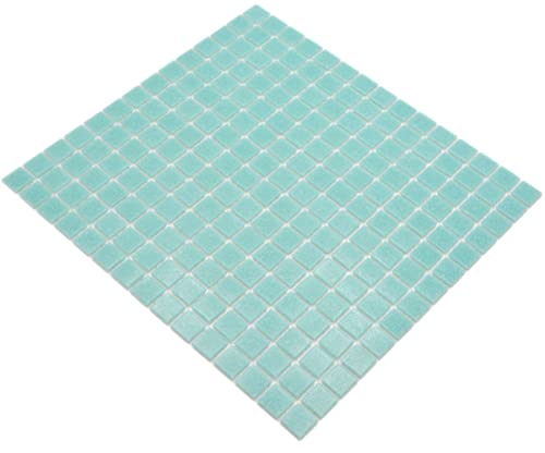 Mosaik hell türkis Poolfliesen Poolmosaik Fliesen Glas glänzend Quadrat Wand Boden Küche Bad Dusche von conwire