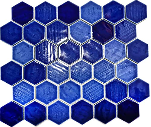 Mosaikfliese Keramik Mosaik Hexagonal blau glänzend von conwire