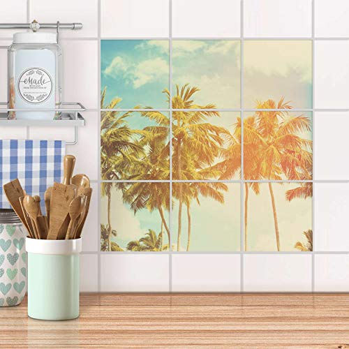 Fliesenposter für Küche und Bad I Fliesen-Folie Sticker selbstklebend I Fliesen renovieren - Fliesenspiegel für Küchen- und Badfliesen I Design: Sun Flair von creatisto
