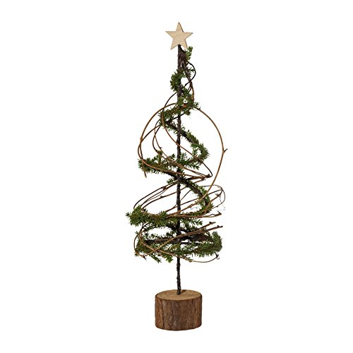 TANNENPYRAMIDE auf HOLZSOCKEL. 59 cm. Tannenbaum, Metall Baum Spirale mit künstlichen Tannenstreu. von creativ home