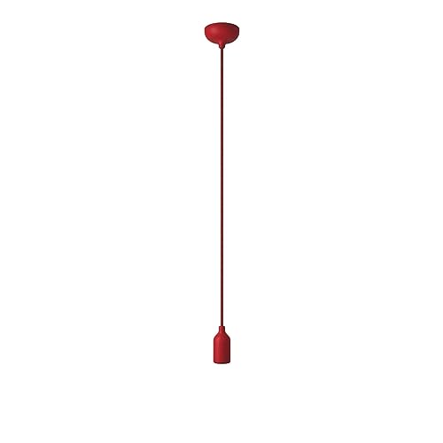 creative cables - Farbige Pendelleuchte aus Silikon mit Textilkabel - Ohne Glühbirne, Rot von creative cables